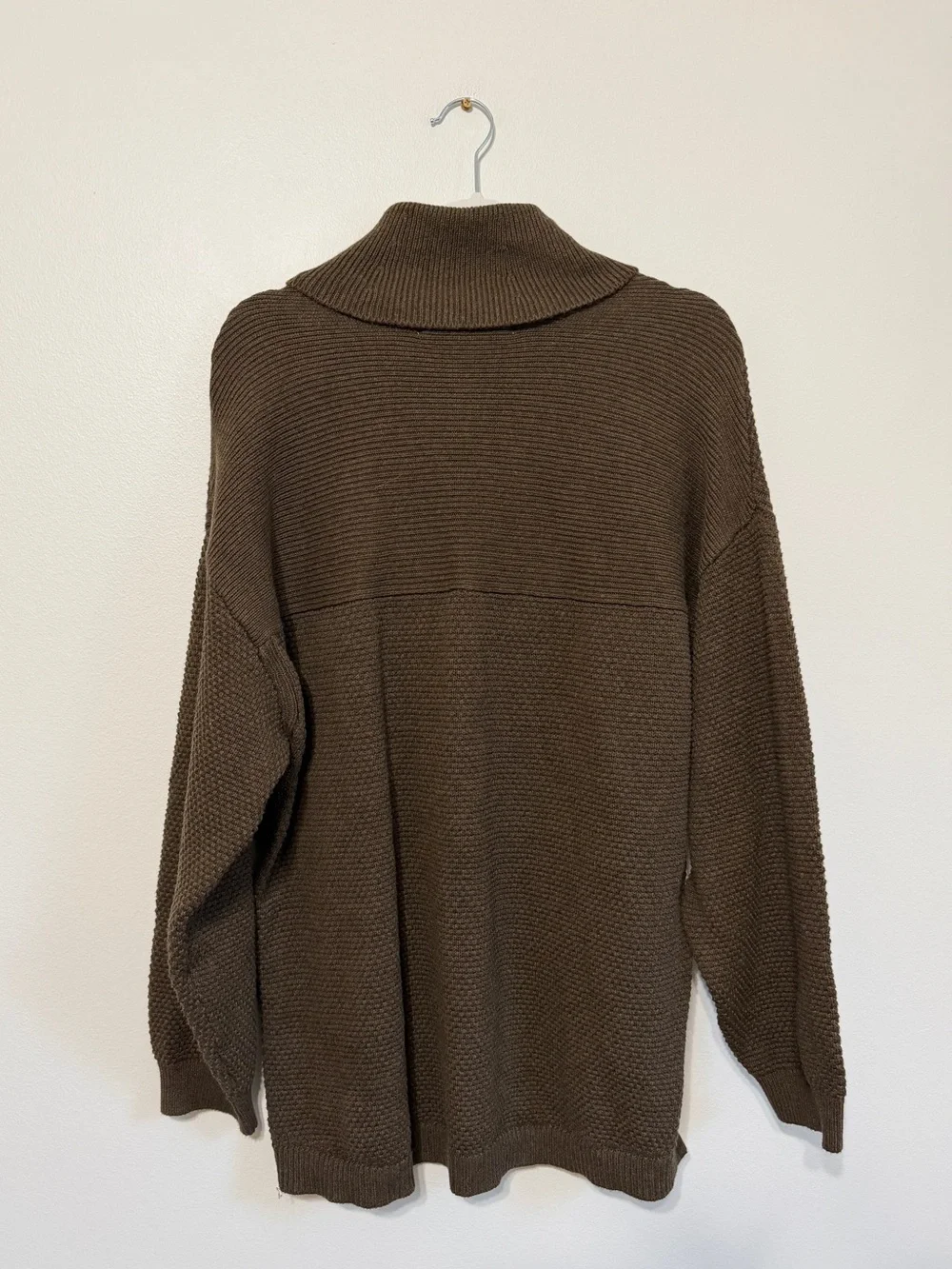 Free People Beach Turtleneck Knit Sweater Size Small Oversized Brown Fall